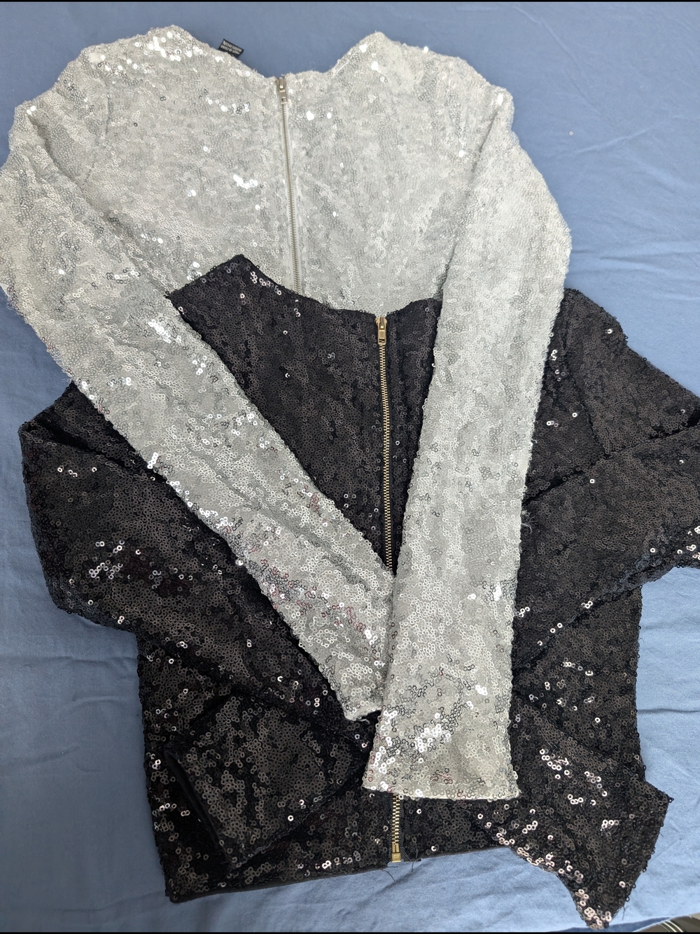 Revamped Silver Sequin Top with White Lining